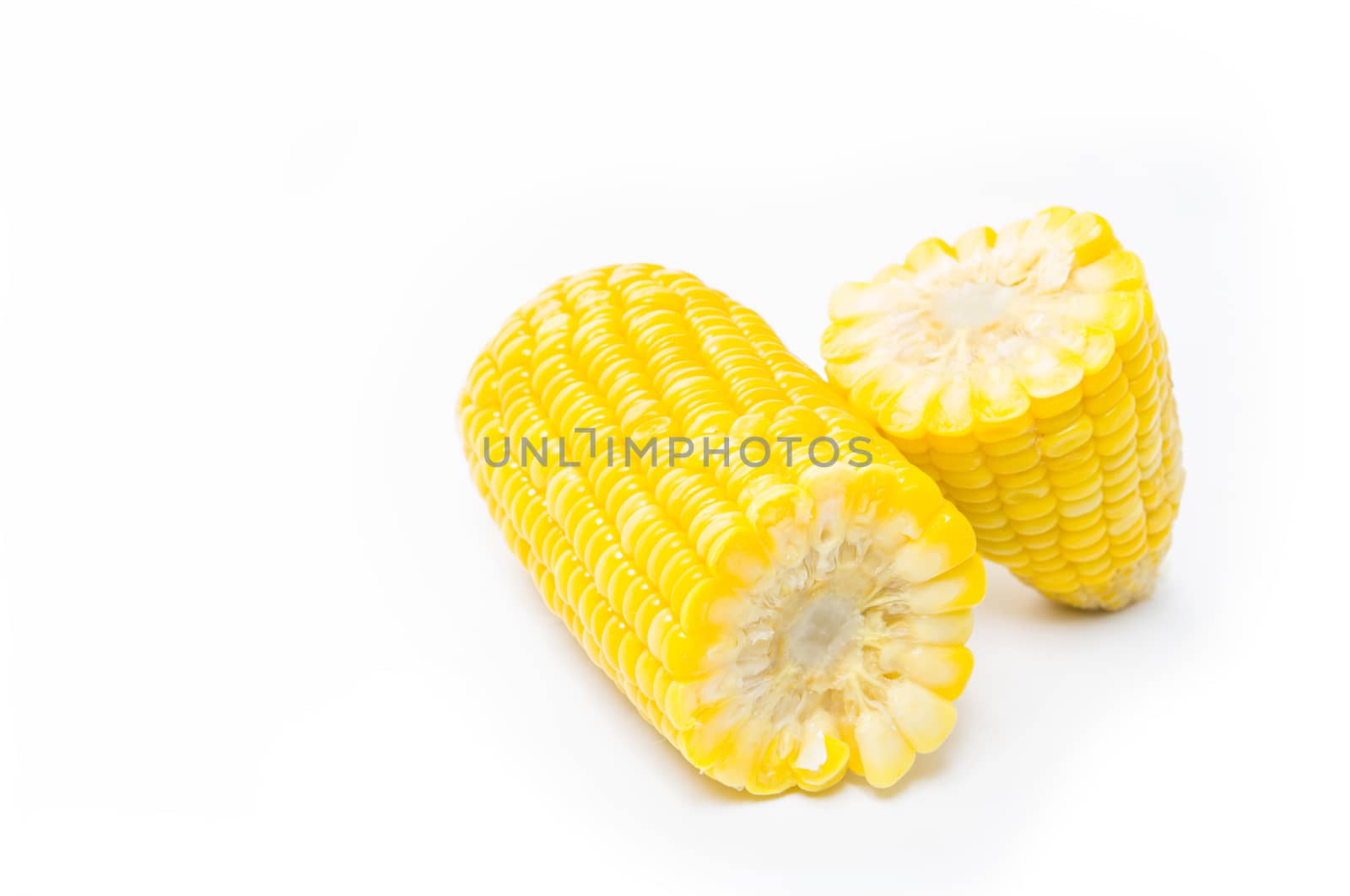 Boiled corn isolated on white background