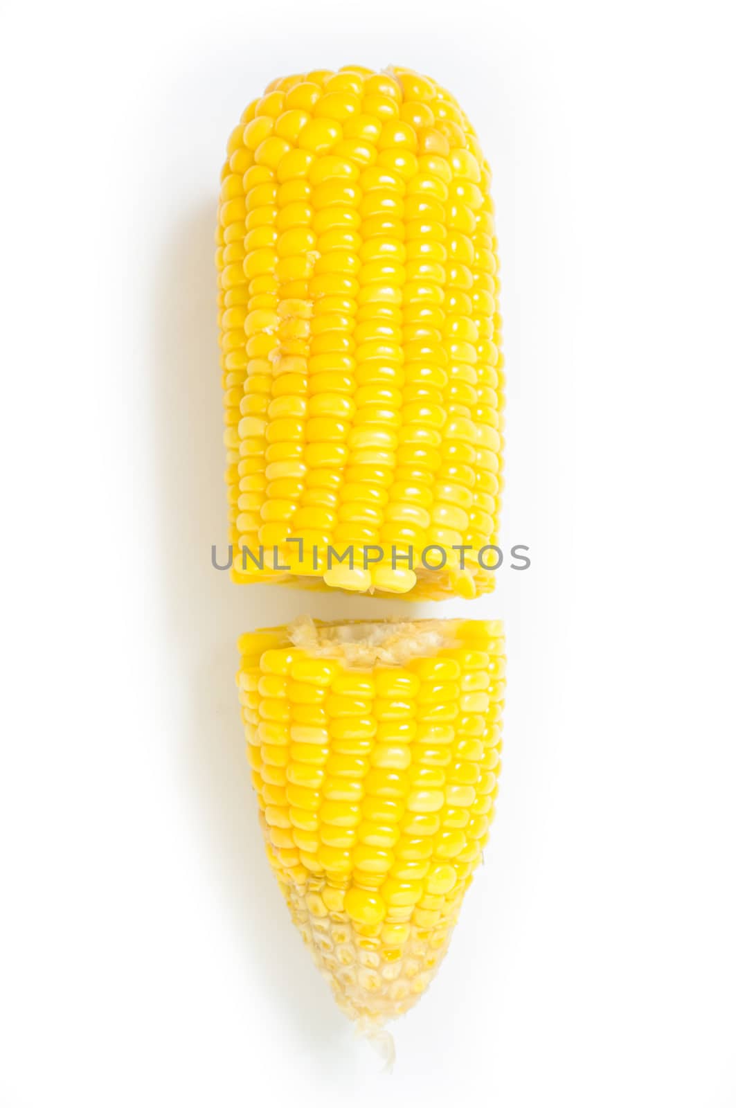 Boiled corn isolated on white background