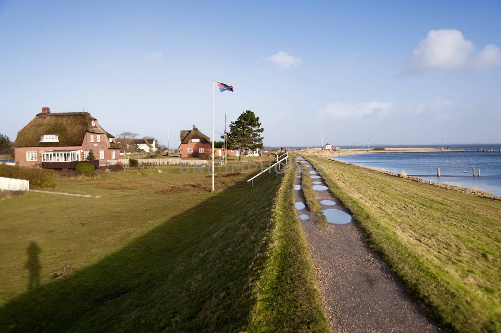 Dike on North Frisian Island Amrum in Germany