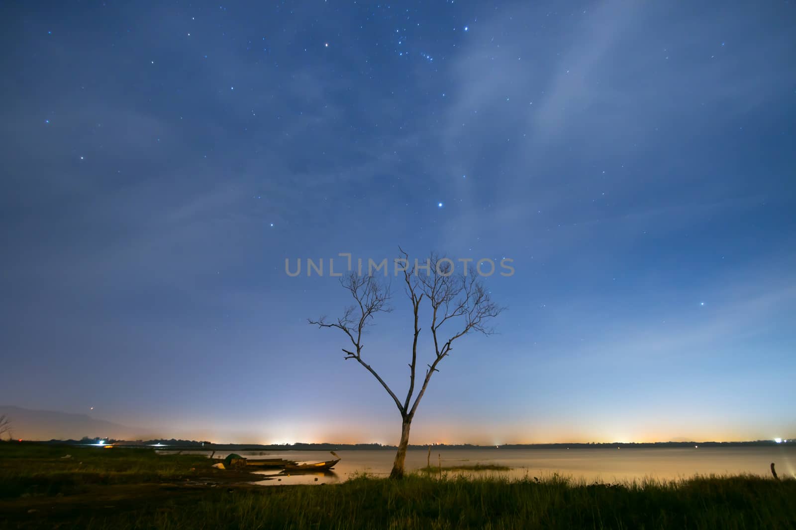 Sky of night Bang Pra Reservoir, Chonburi, Thailand.