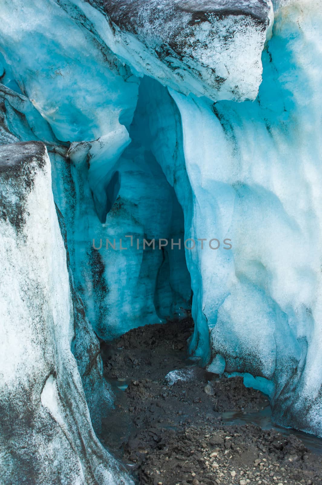 Detailed photo of the Icelandic glacier ice with a incredibly vivid colors and a nice texture