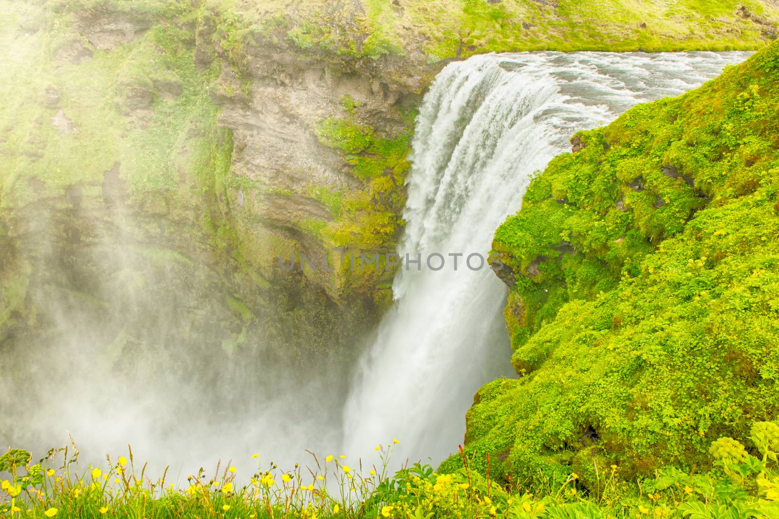 Skogafoss is a well known Icelandic waterfall on the South of the Iceland near the town Skogar