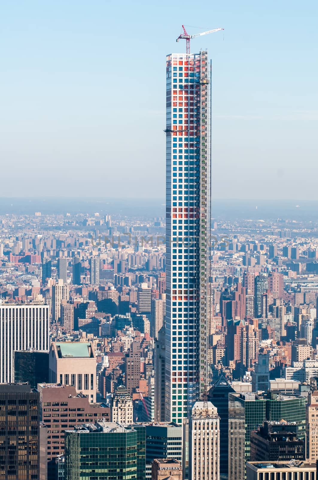 New York City Manhattan midtown aerial panorama view with skyscrapers