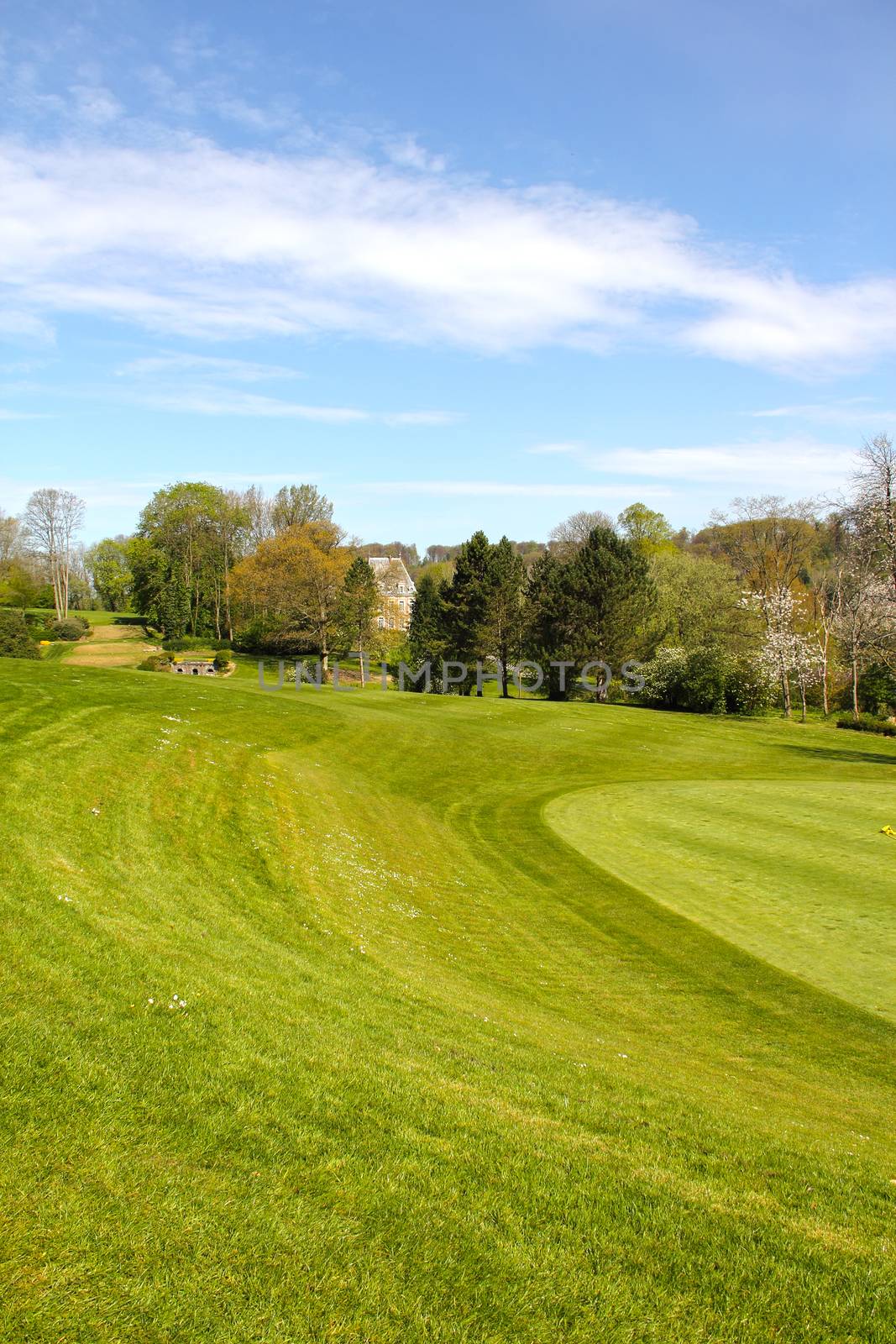 Beautiful landscape of golf course in Saint Saens, France