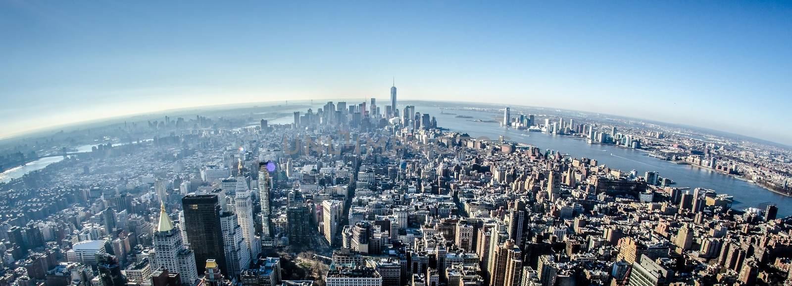 new york city manhattan skyline aerial by digidreamgrafix