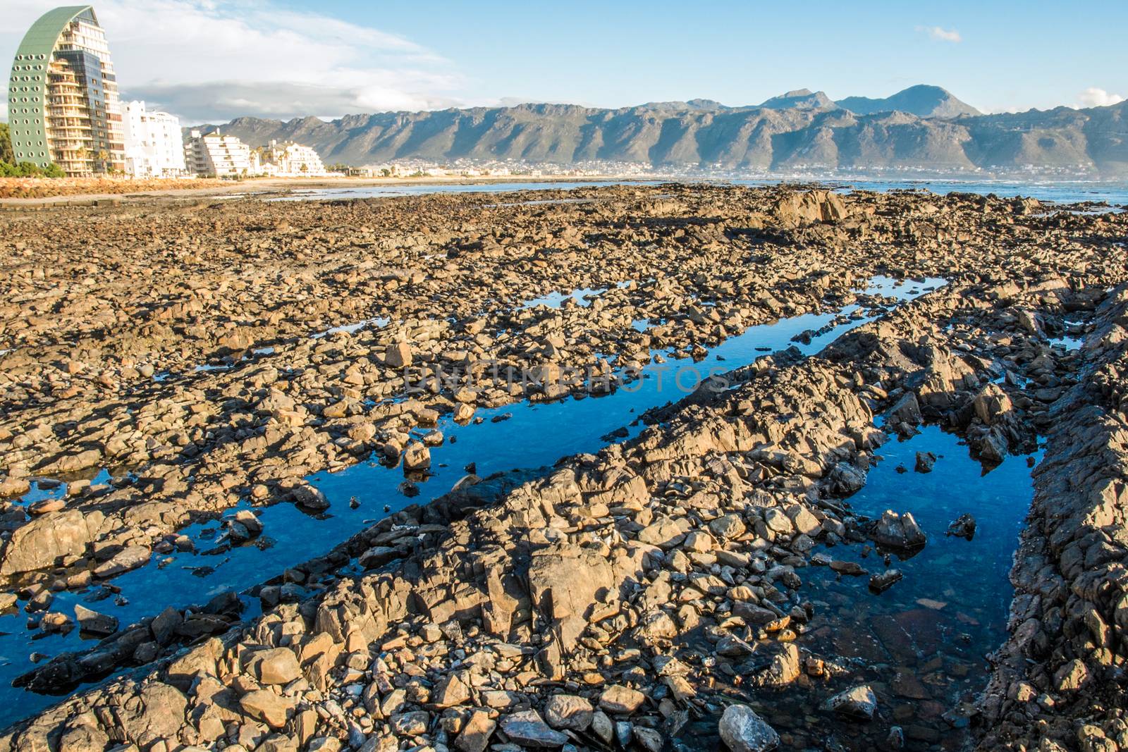 Rocks at low tide at Somerset West in the Western Cape South Africa.