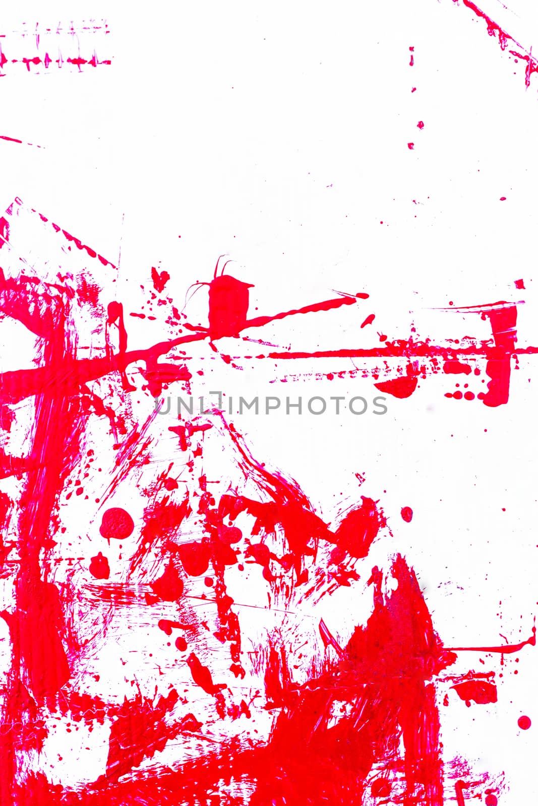 abstract red paint, isolated on white background .