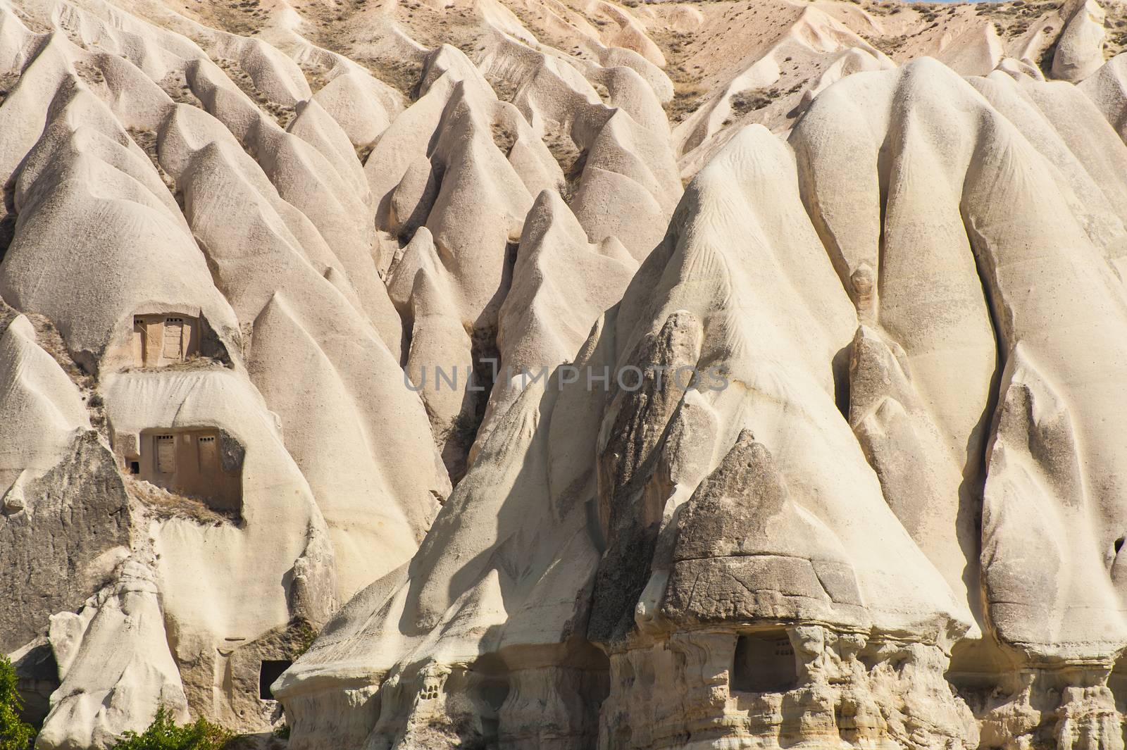 Vivid rock formations from above in Cappadocia, Turkey