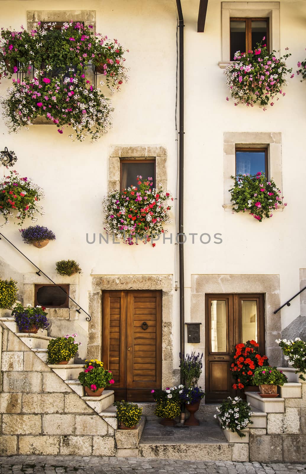 italian doors and windows in small village, Italy