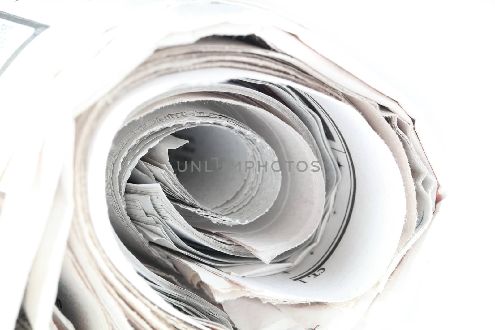 newspaper roll isolated on white background