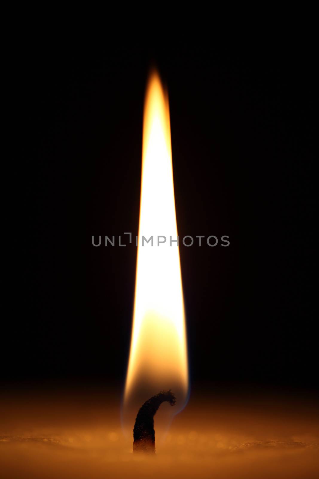 candle burning on a black background