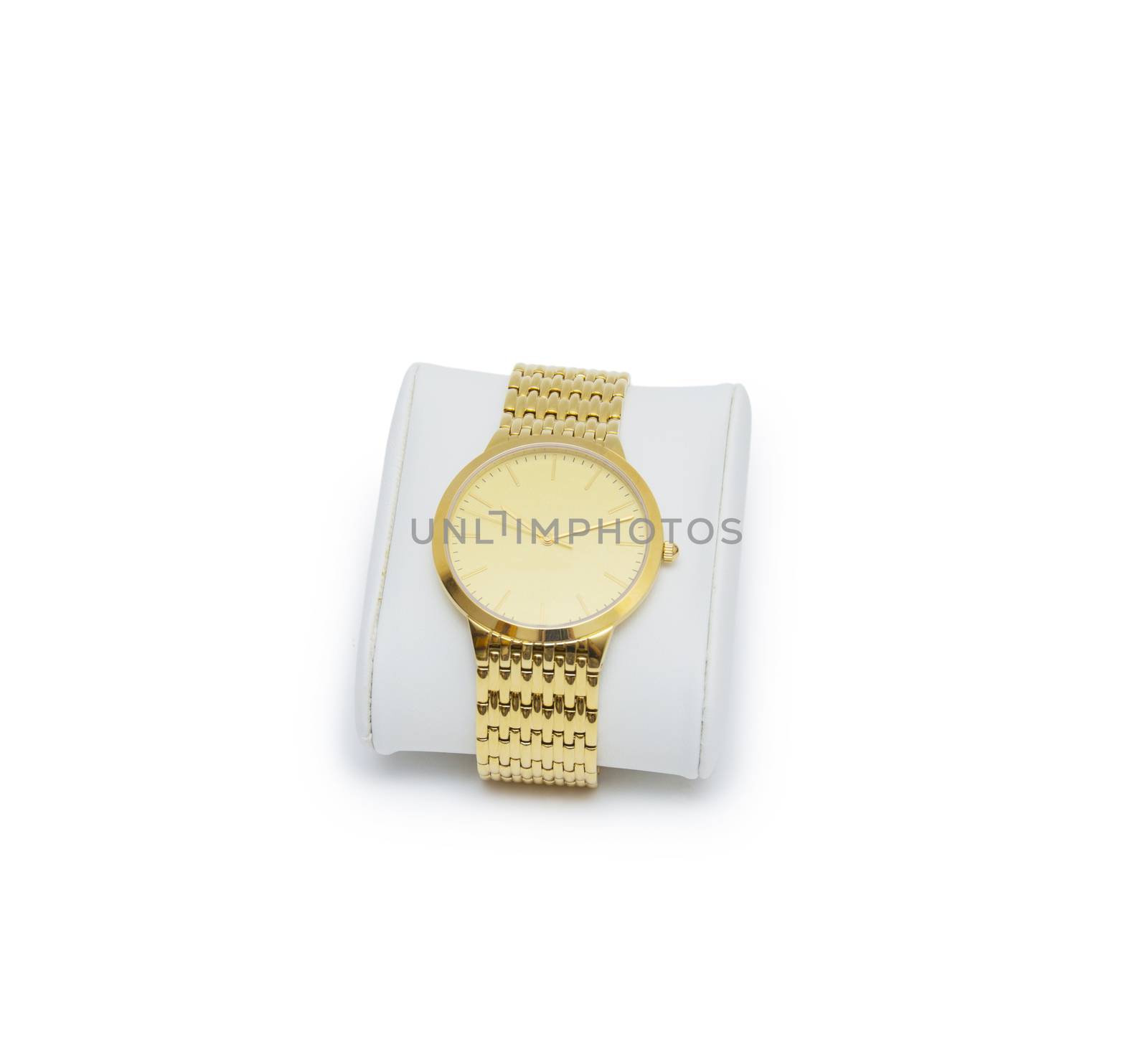 golden modern wrist watch isolated