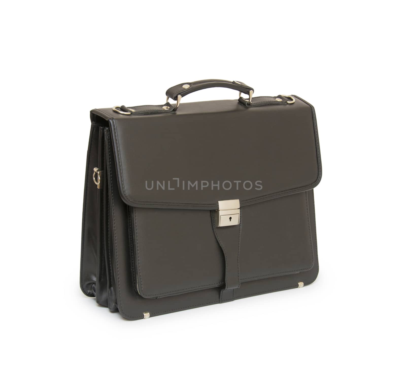 Business leather briefcase isolated