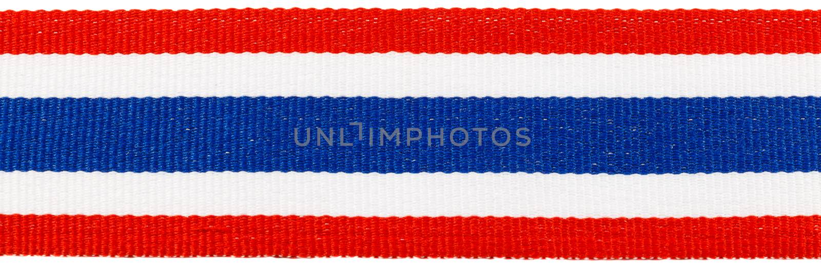 ribbon with thai flag pattern on white background(isolated)