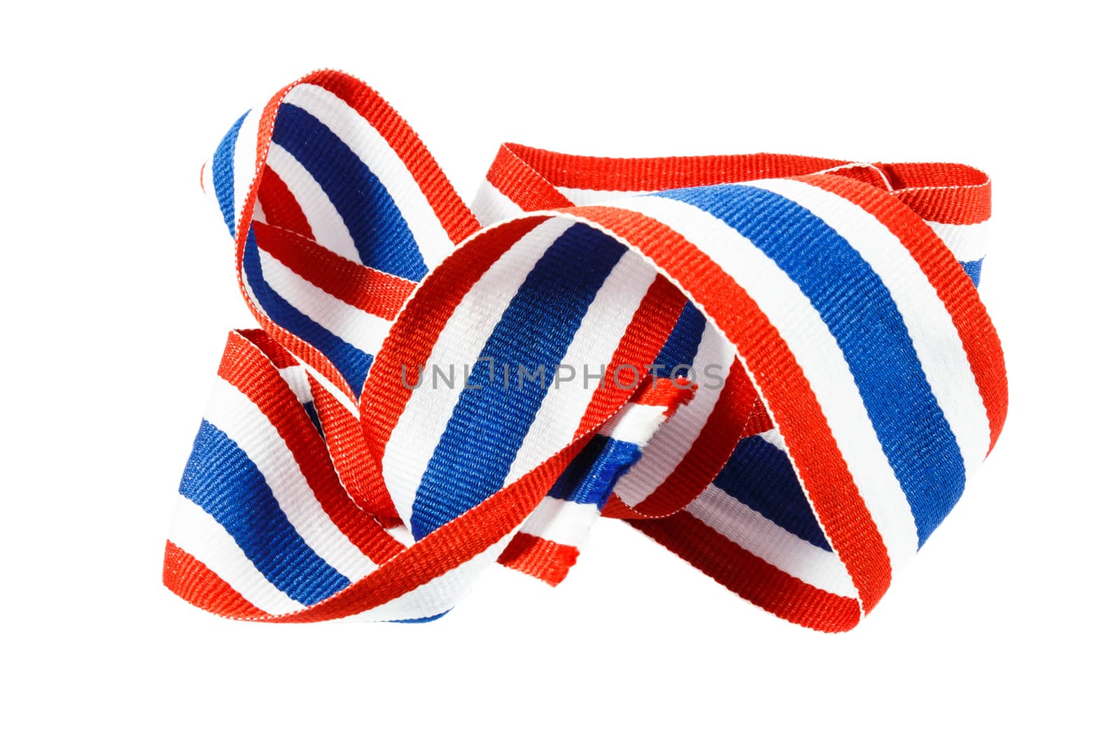 ribbon with thai flag pattern on white background(isolated)