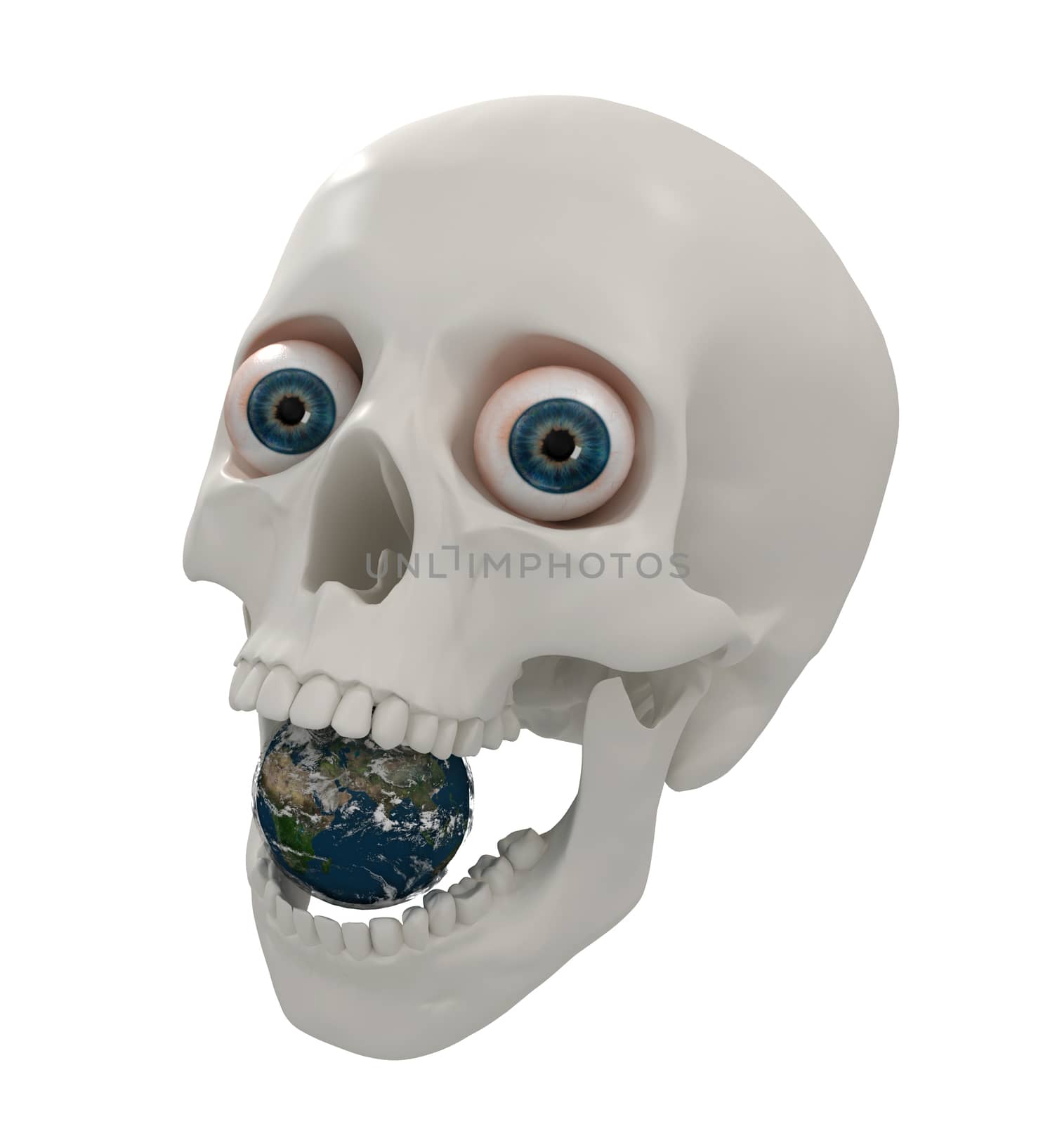 3d skull and white background