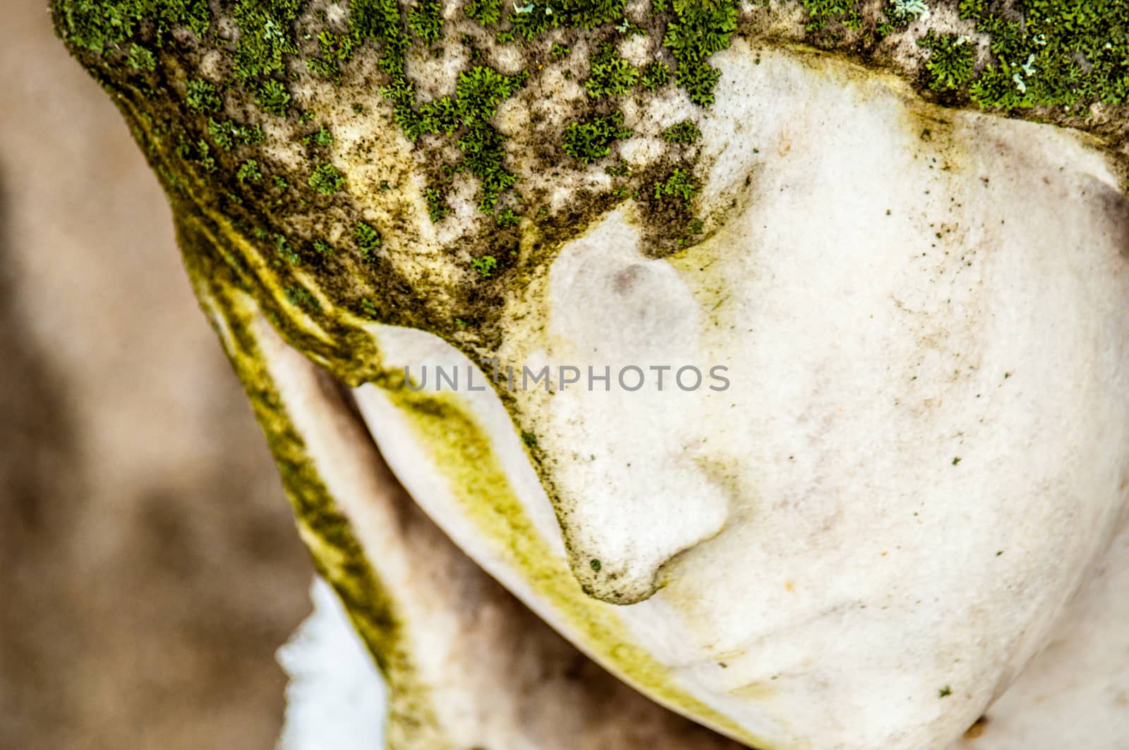 detail of a mourning sculpture on a cemetery