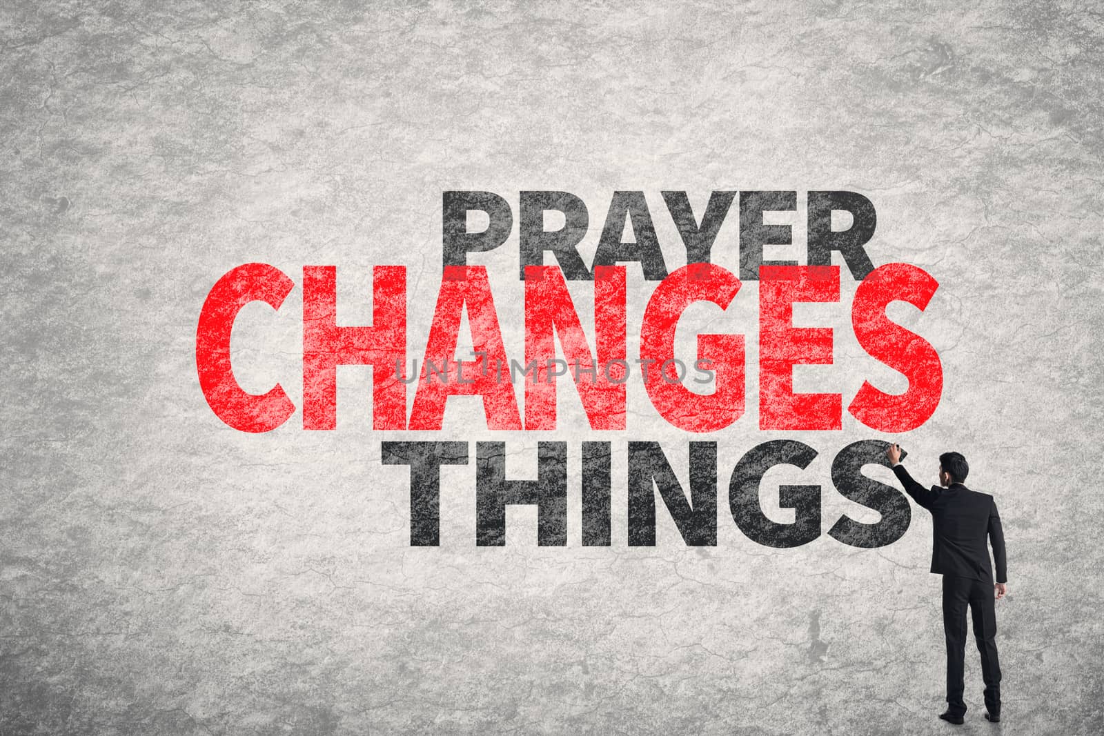 text on wall, Prayer Changes Things by elwynn