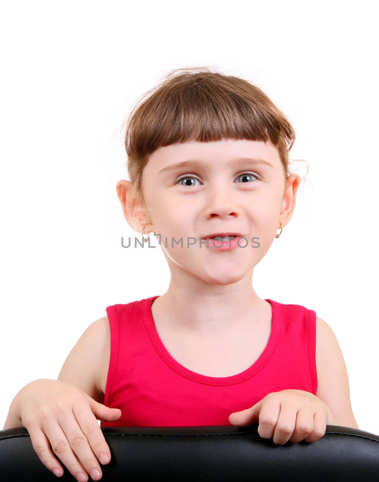 Cheerful Little Girl Portrait Isolated on the White Background