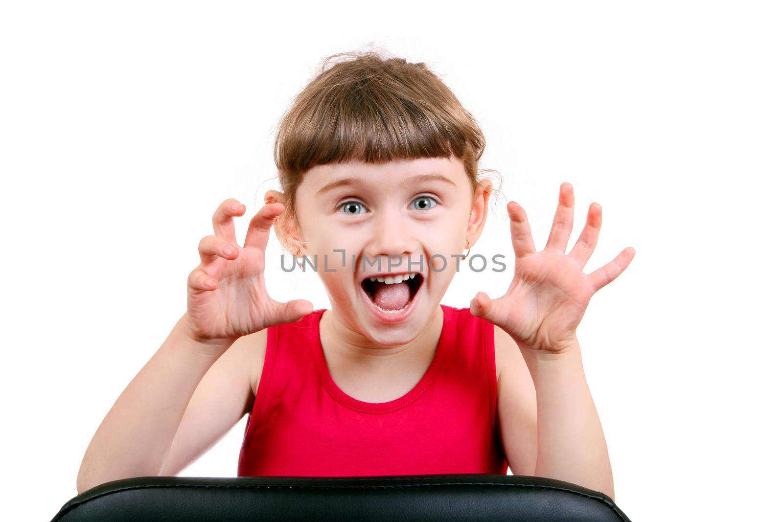 Cheerful Little Girl Isolated on the White Background