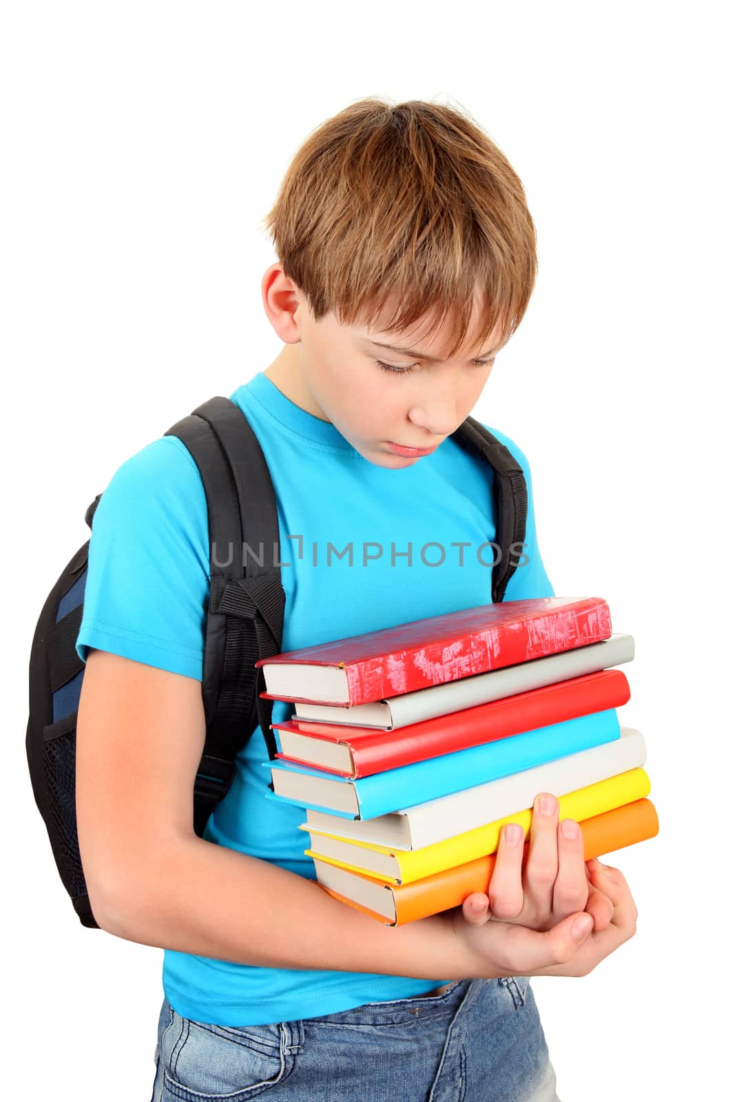 Sad Schoolboy with a Books by sabphoto