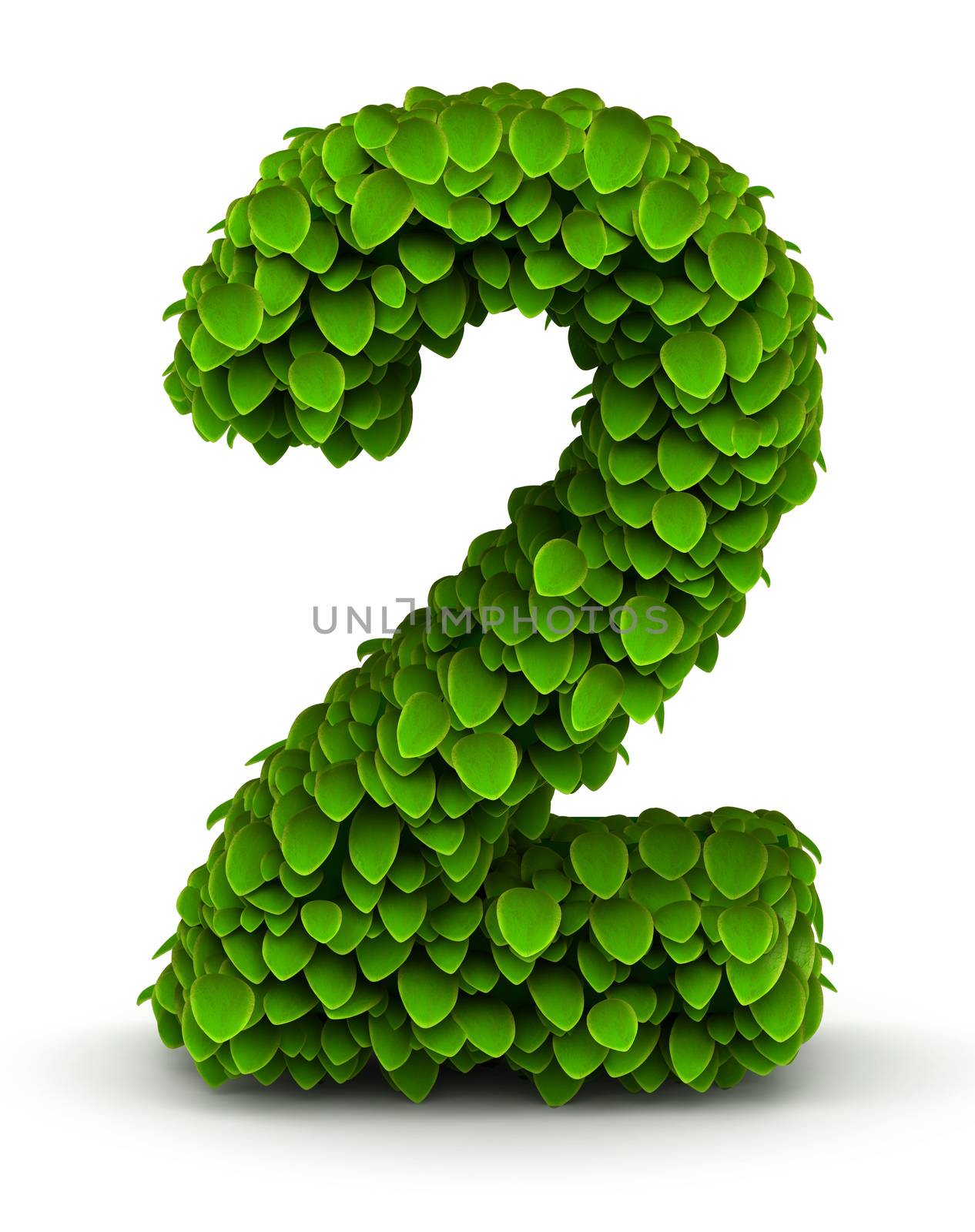 Number 2, green leaves font by iunewind
