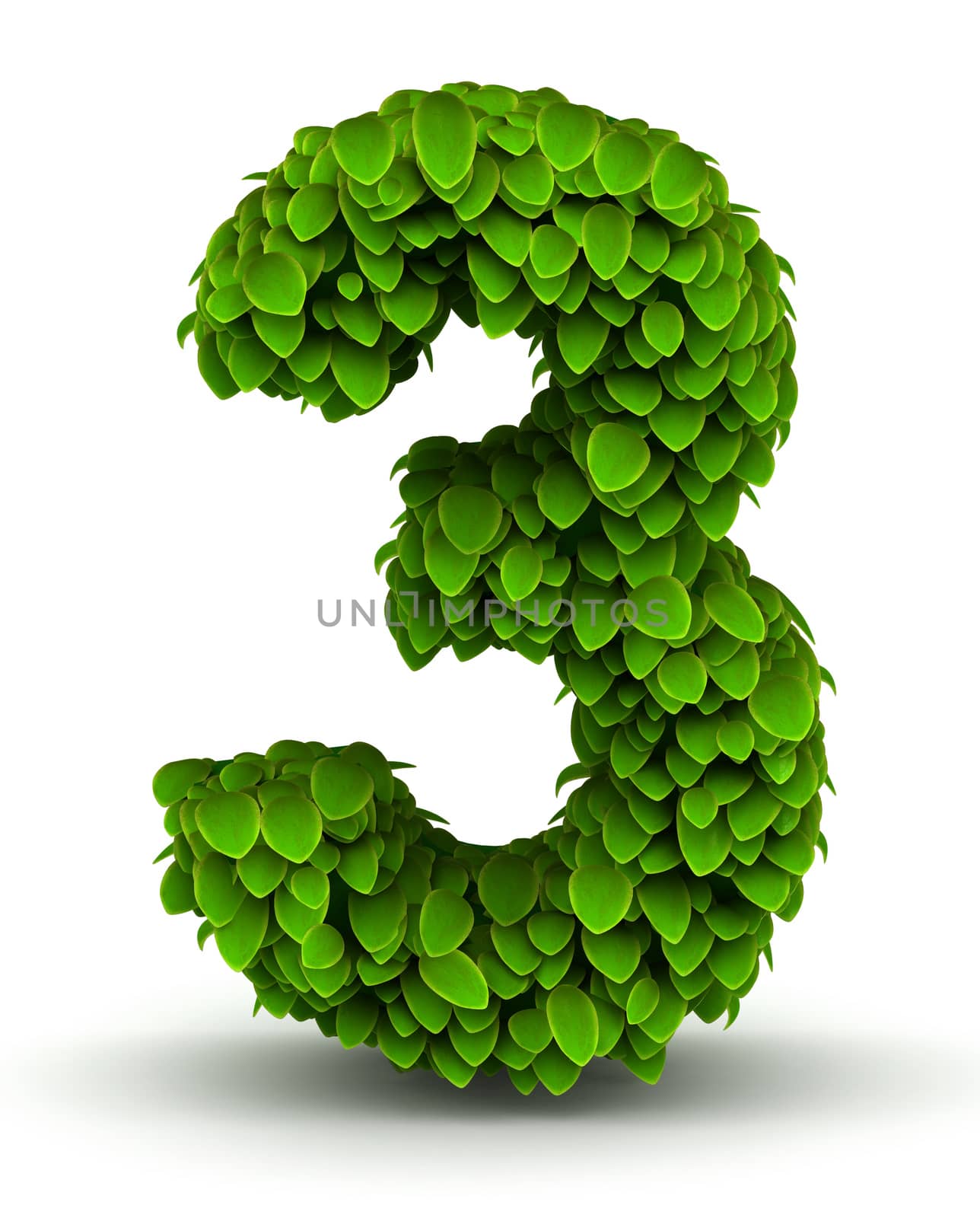 Number 3, green leaves font by iunewind