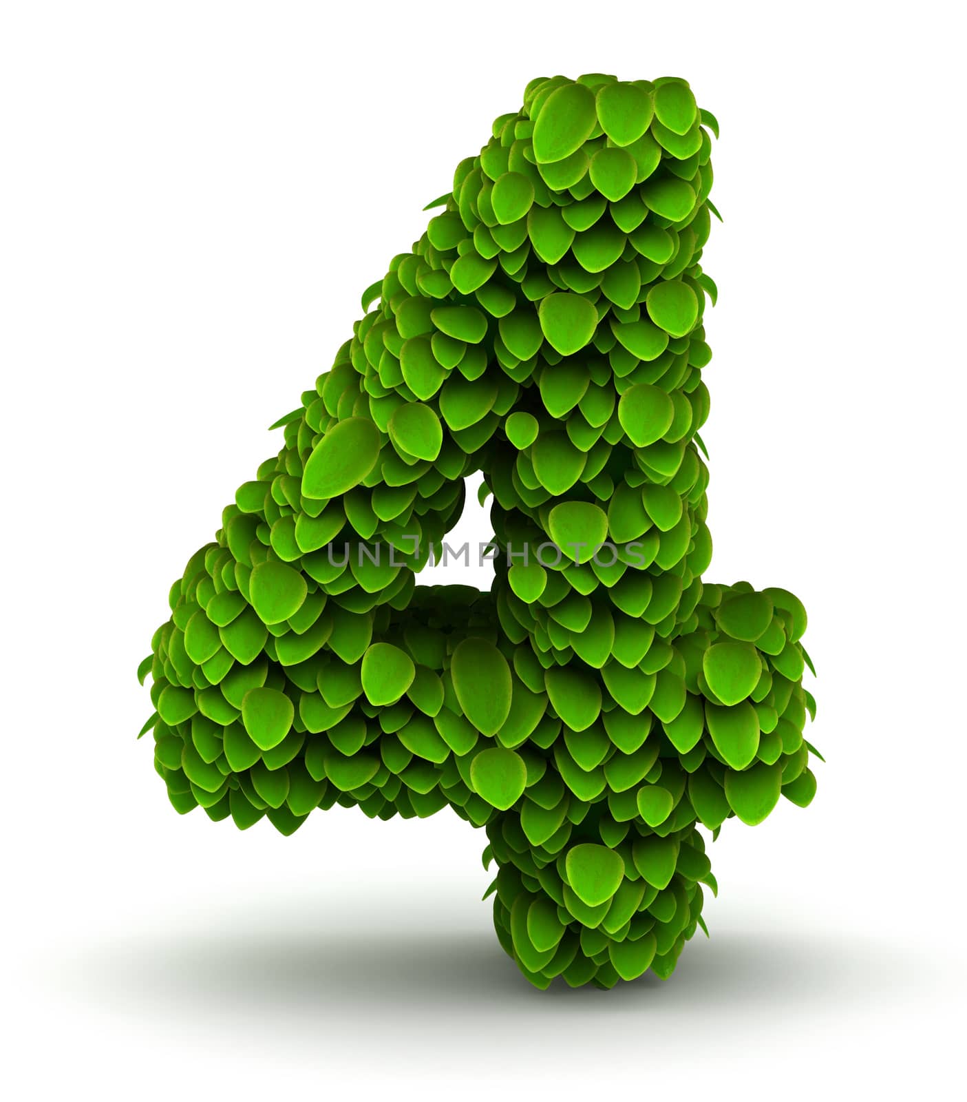 Number 4, green leaves font by iunewind