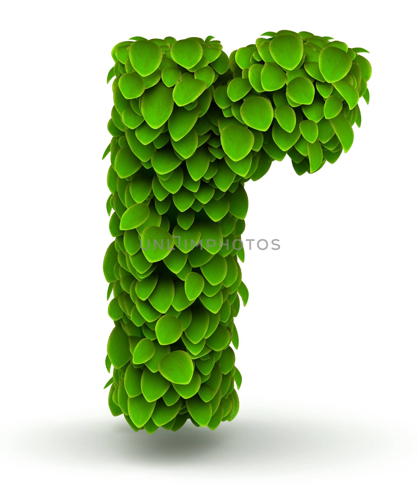 Leaves alphabet font letter r lowercase on white background