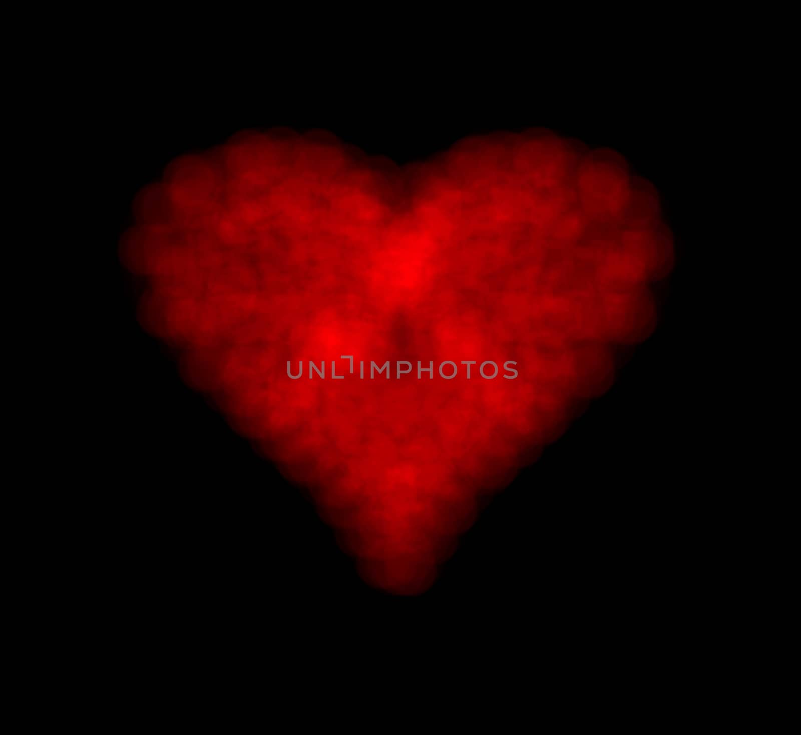 Heart shape of bokeh lights over black background