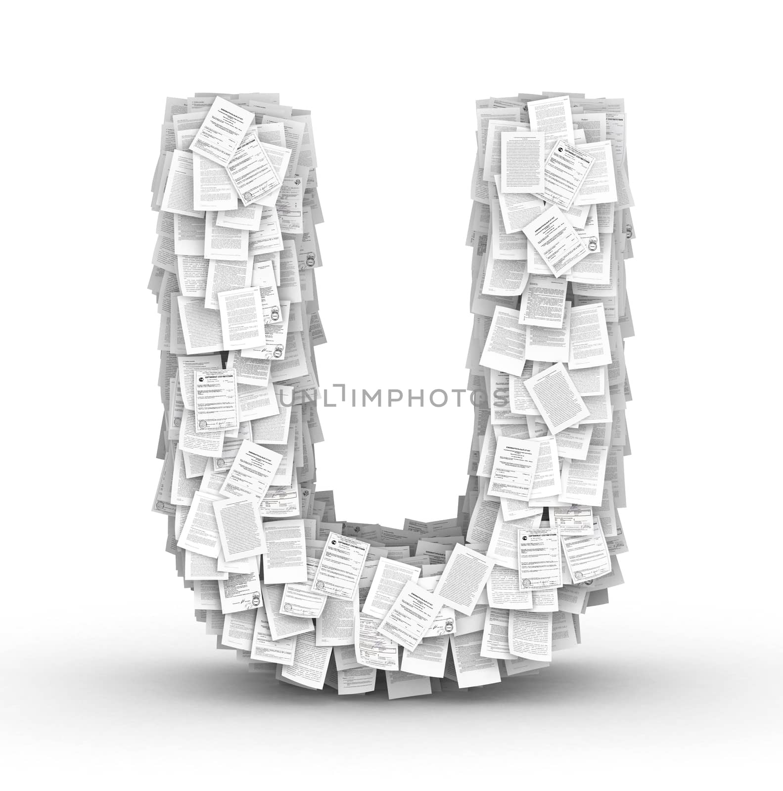 Letter U, from thousands of documents font