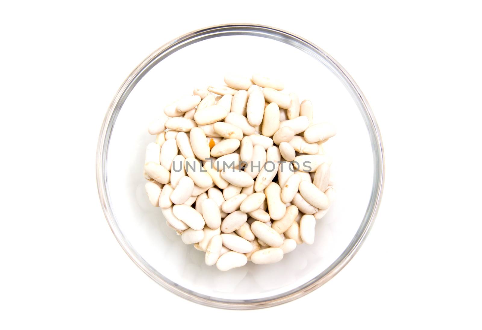 White beans in bowl on white background