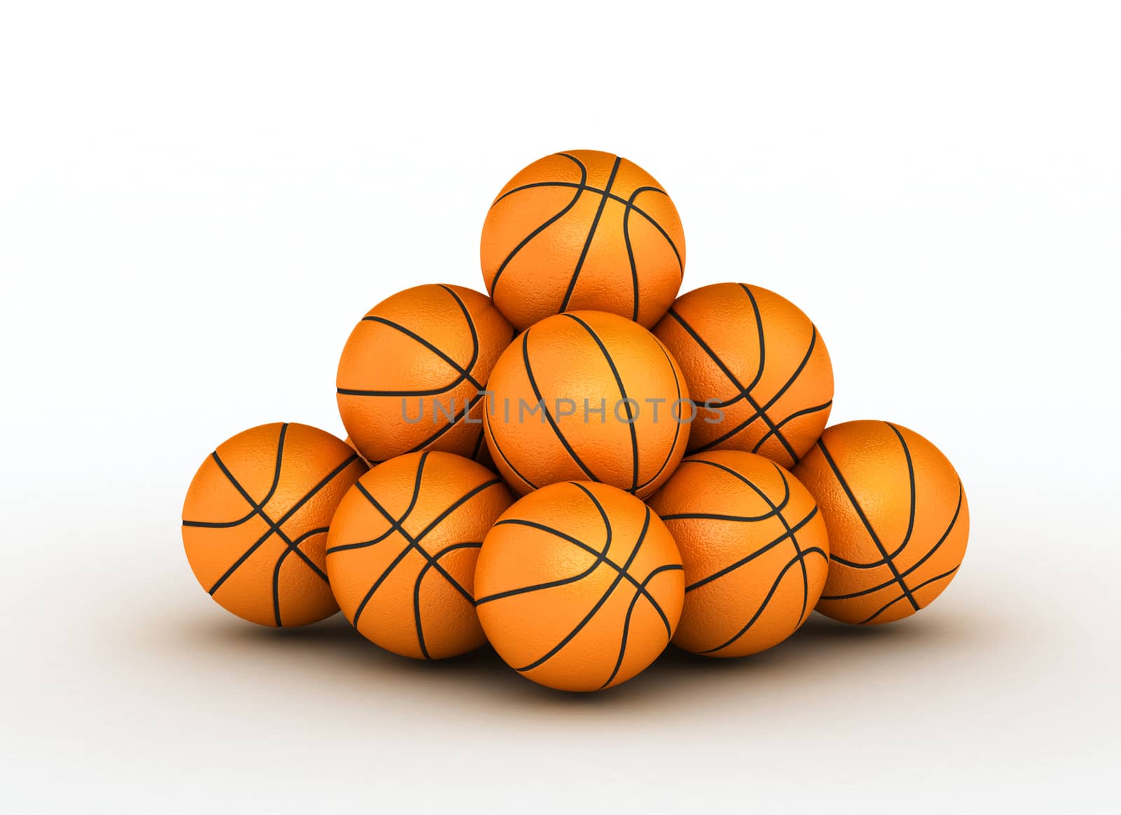 Stack of piled up basketball balls by iunewind