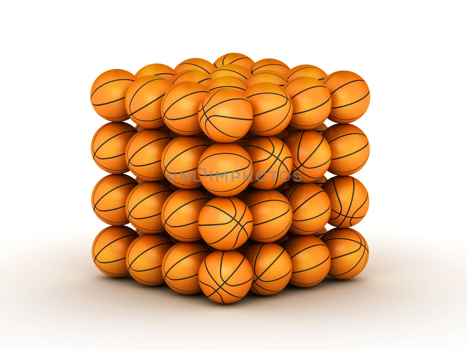 Stack of piled up basketball balls by iunewind