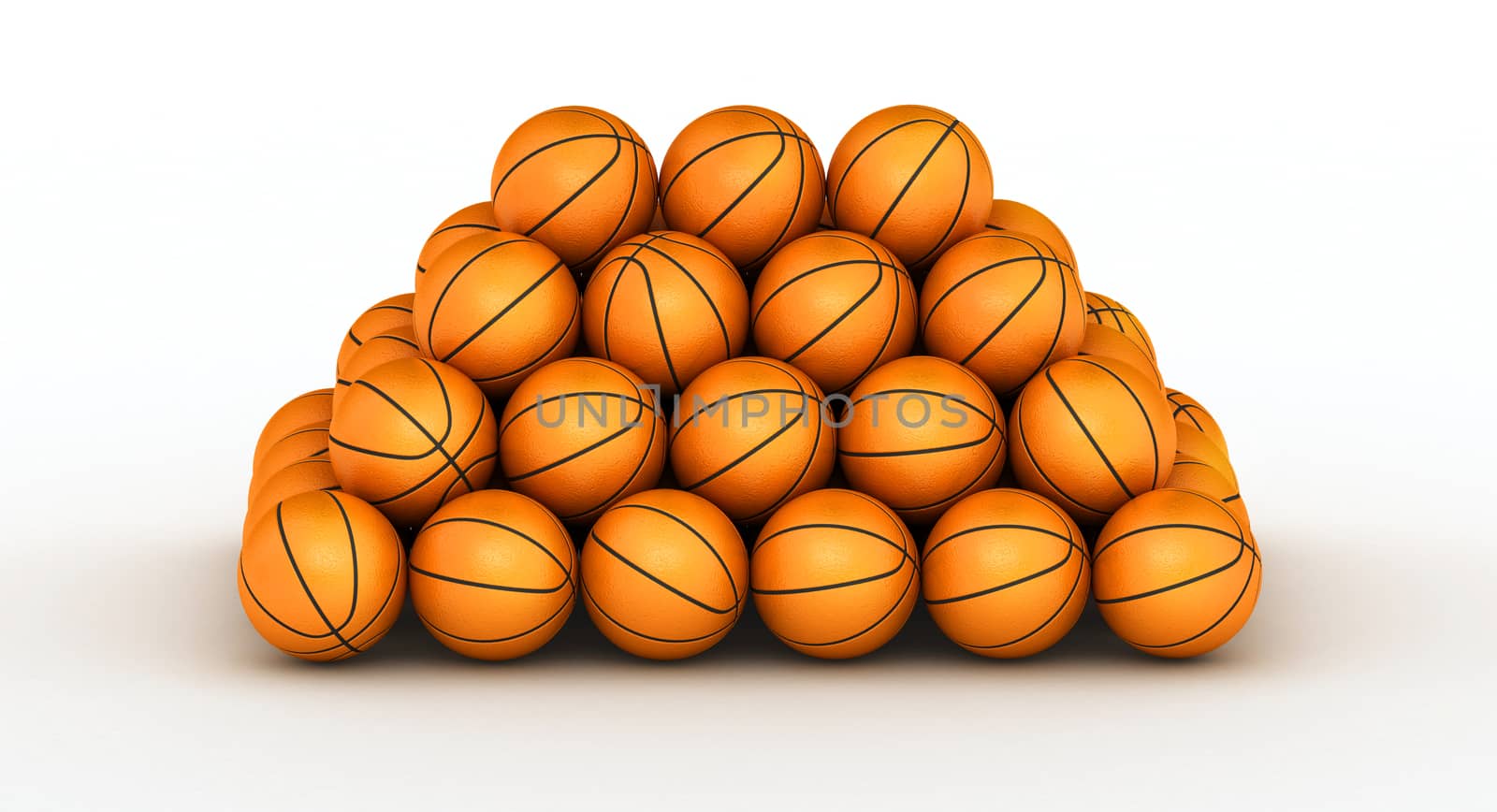 Stack of piled up basketball balls by iunewind