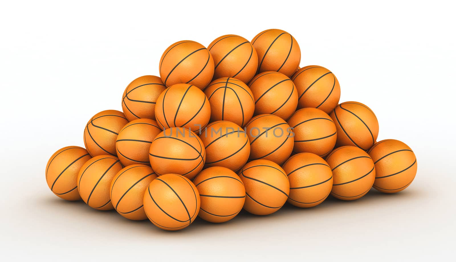 Stack of piled up basketball balls by iunewind