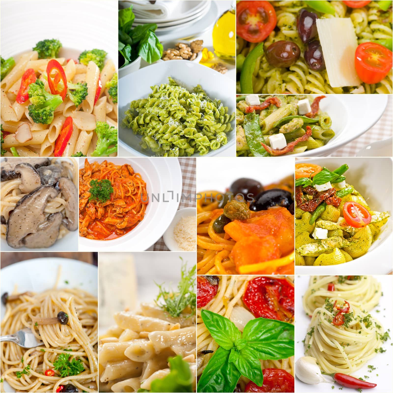 collection of different type of Italian pasta collage by keko64