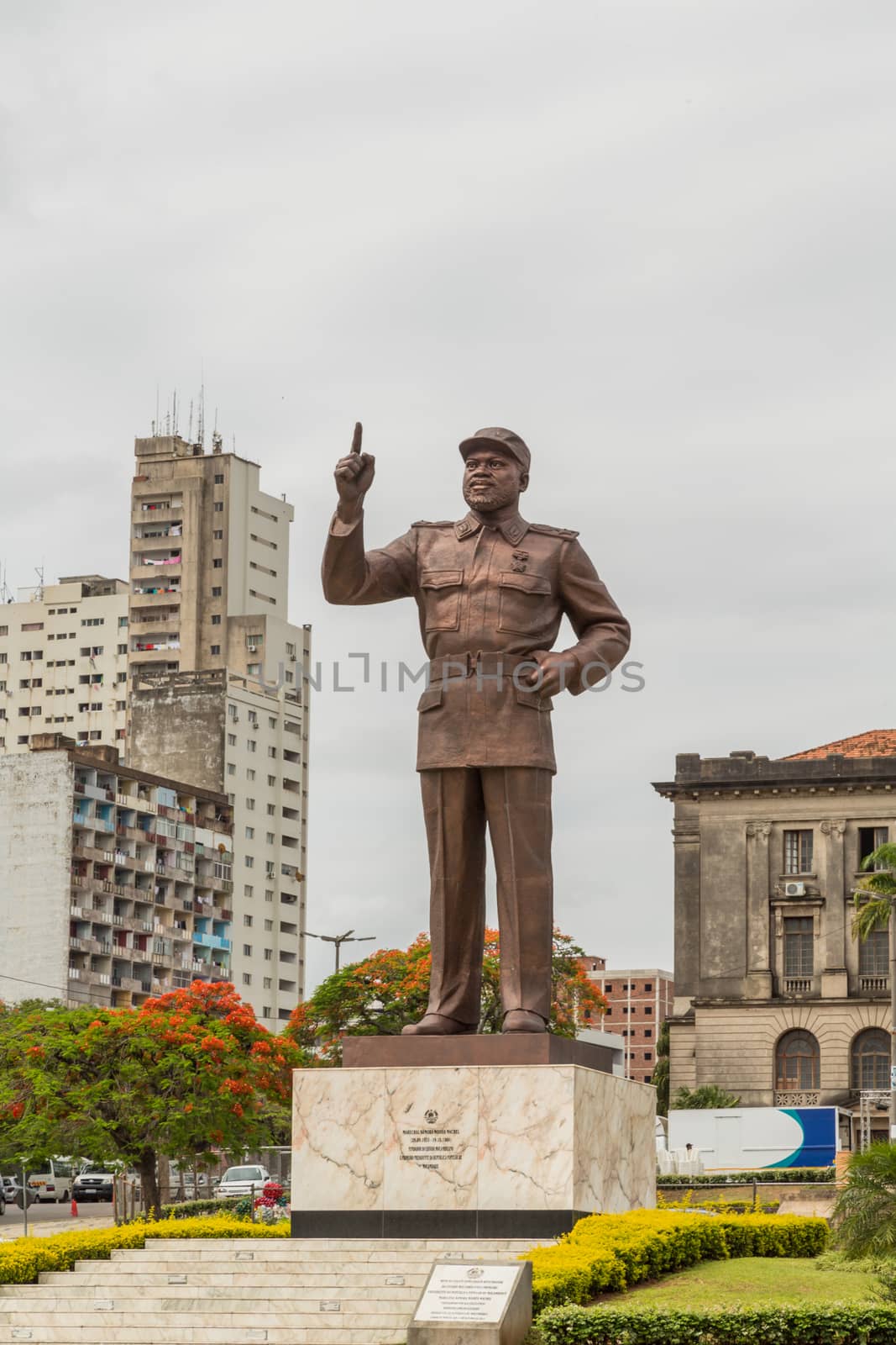 A giant statue of Samora Moisés Machel at the Independence Square in Downtown Maputo, Mozambique