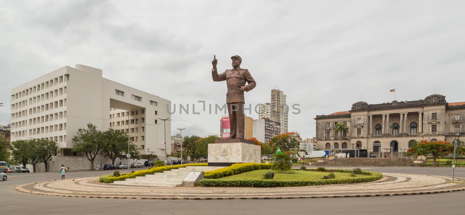 A giant statue of Samora Moisés Machel at the Independence Square in Downtown Maputo, Mozambique