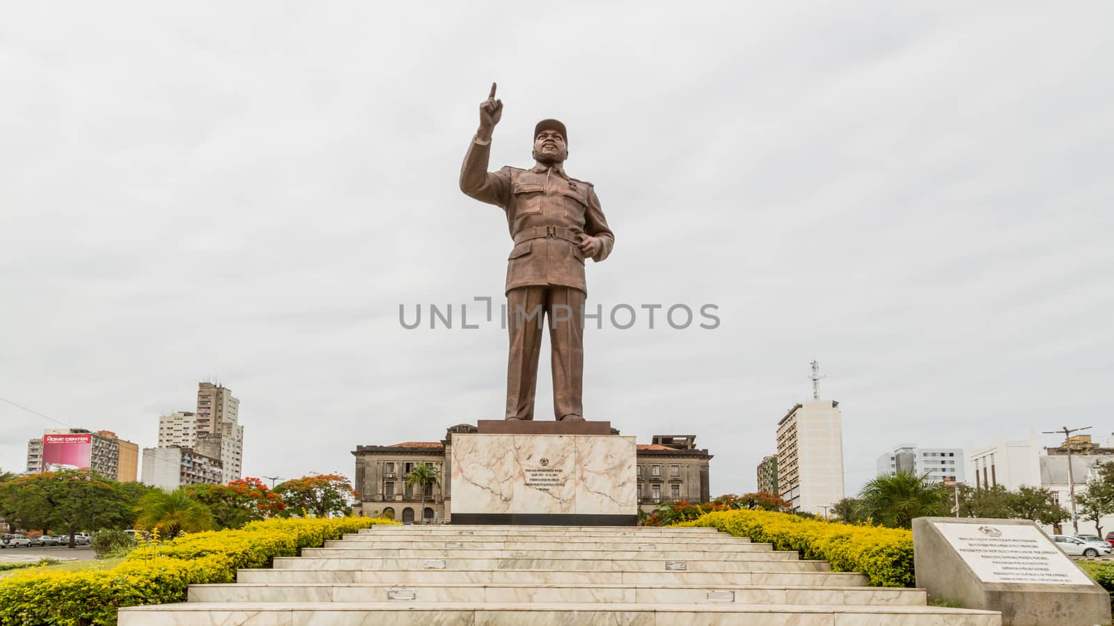 A giant statue of Samora Moisés Machel at the Independence Square in Downtown Maputo, Mozambique