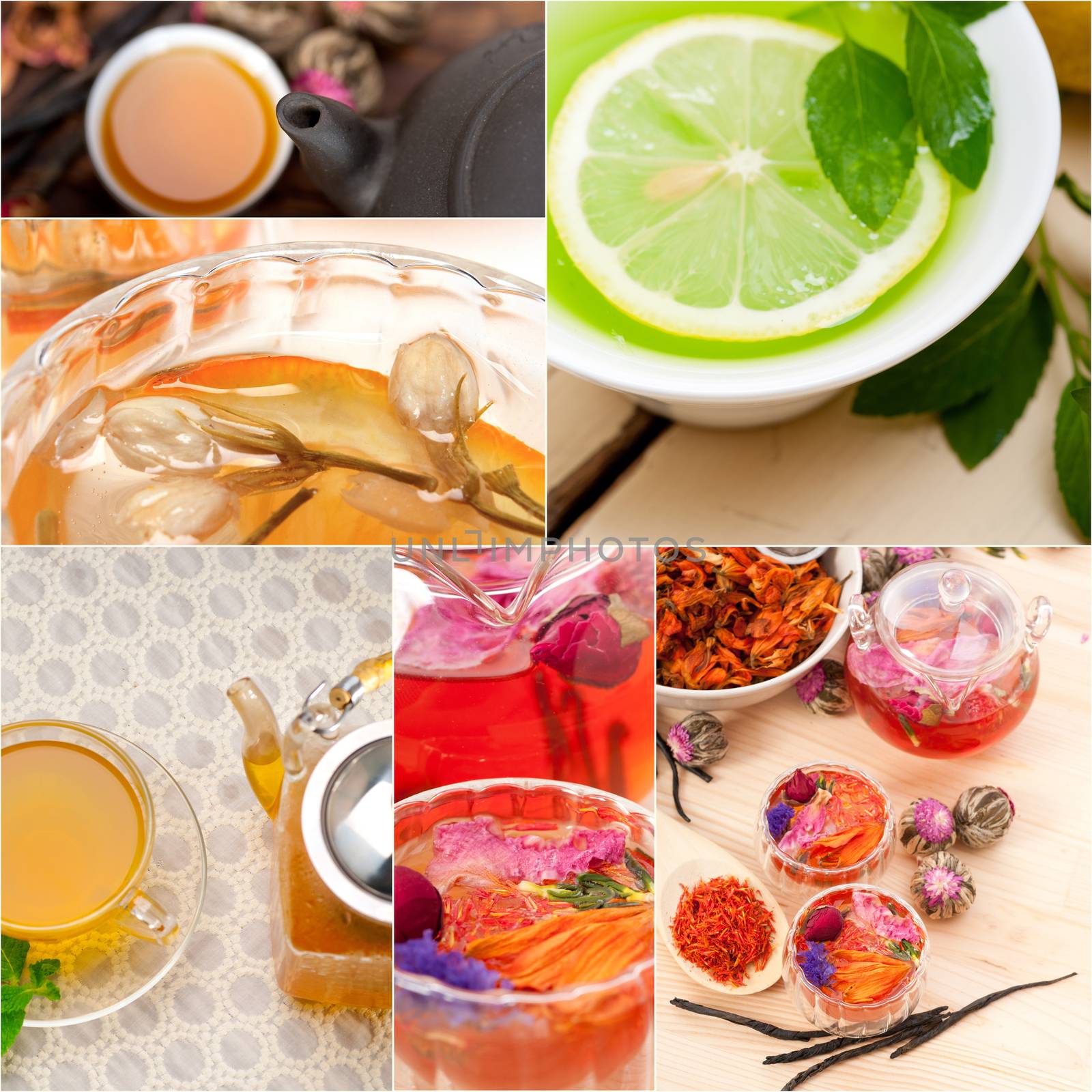 collection of different herbal tea infusion collage by keko64