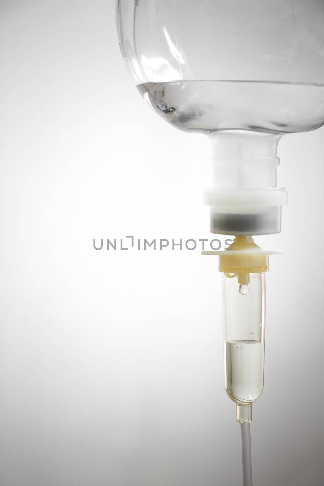 saline solution in vignette style and blank area at left side