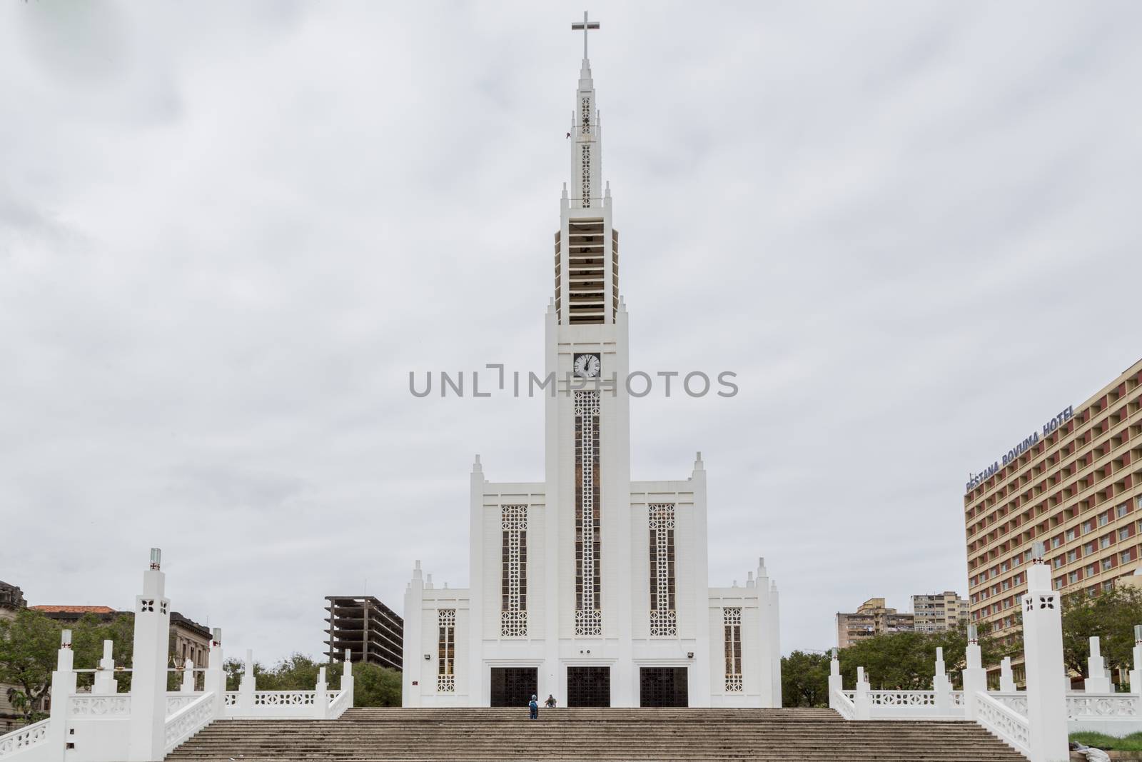 The exterior of the Cathedral of Our Lady of the Immaculate Conception in Maputo, Mozambique