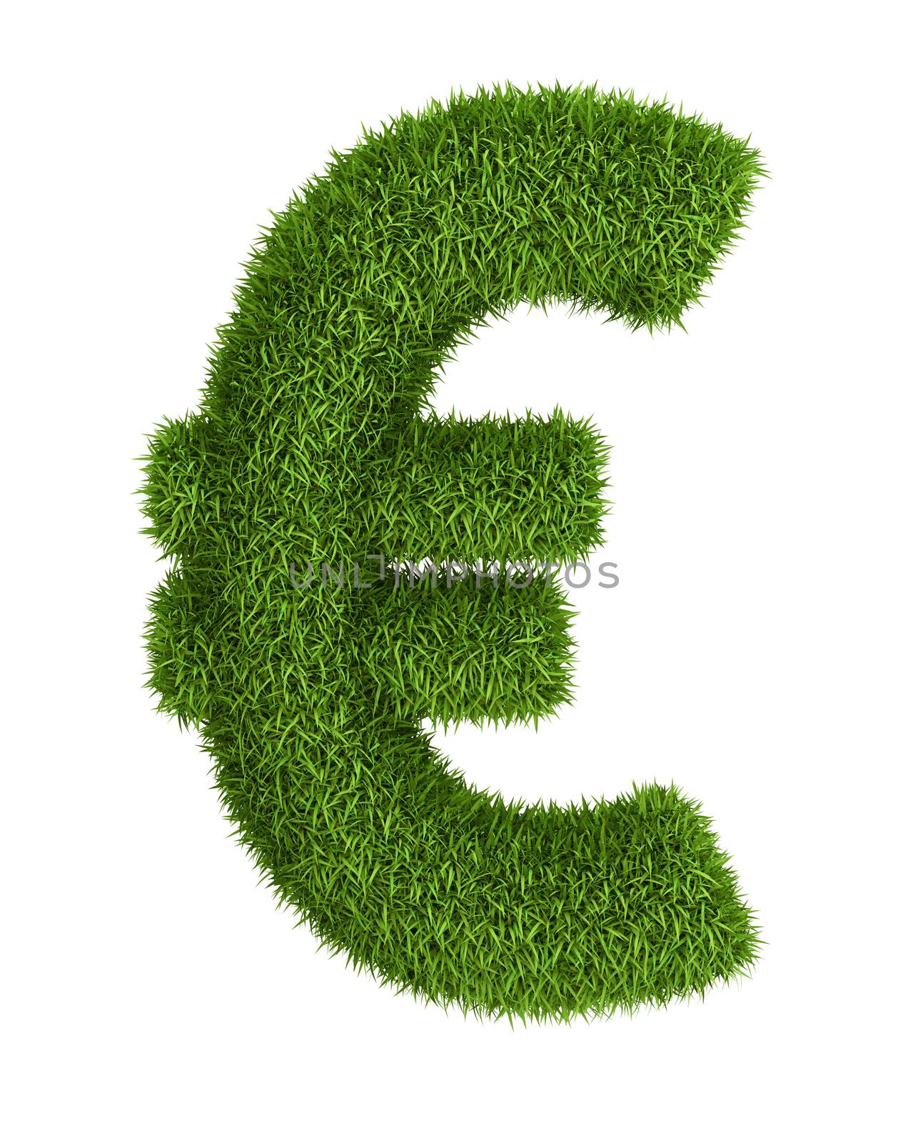 Natural 3d isolated photo realistic grass euro sign