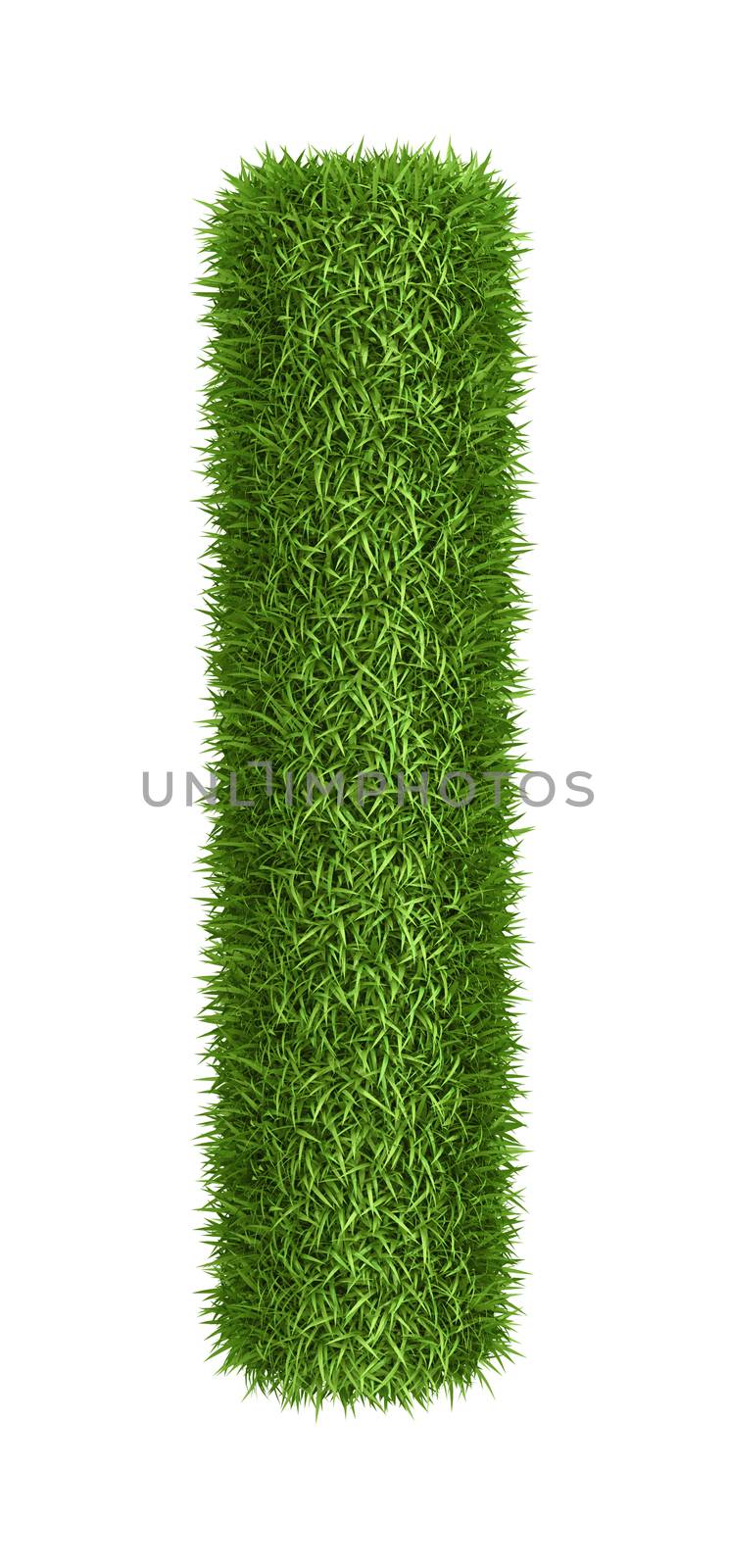 Letter  I isolated photo realistic grass ecology theme on white