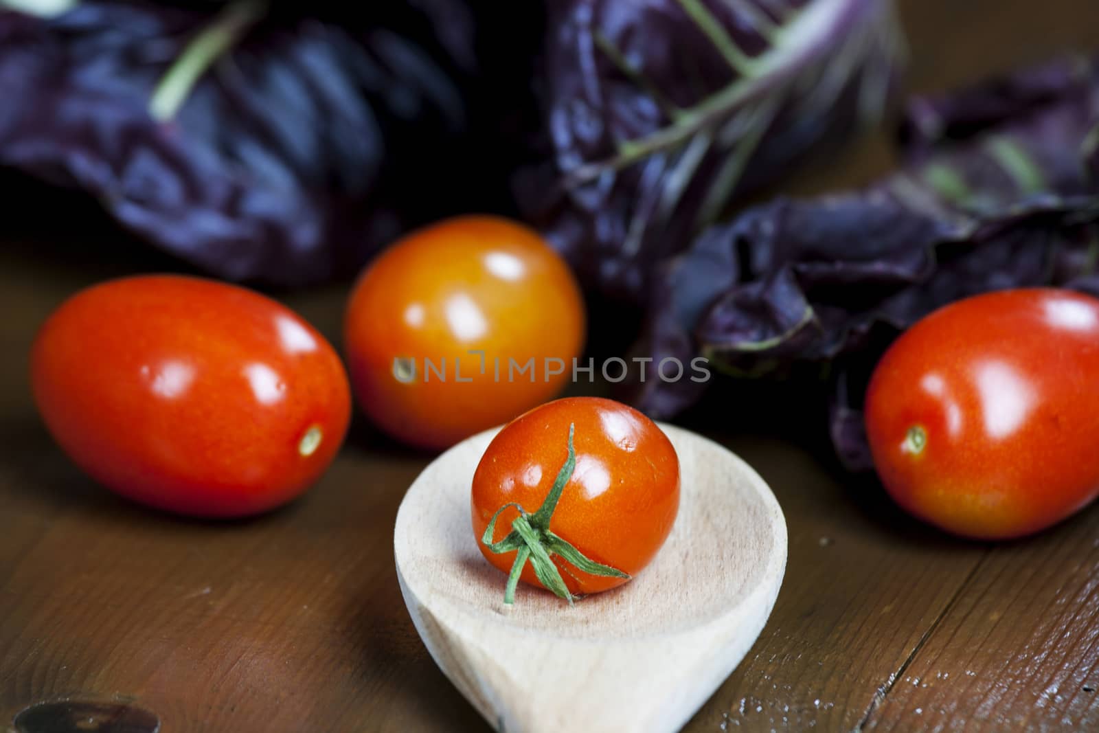 Fresh tomato and red chicory by stefanoventuri