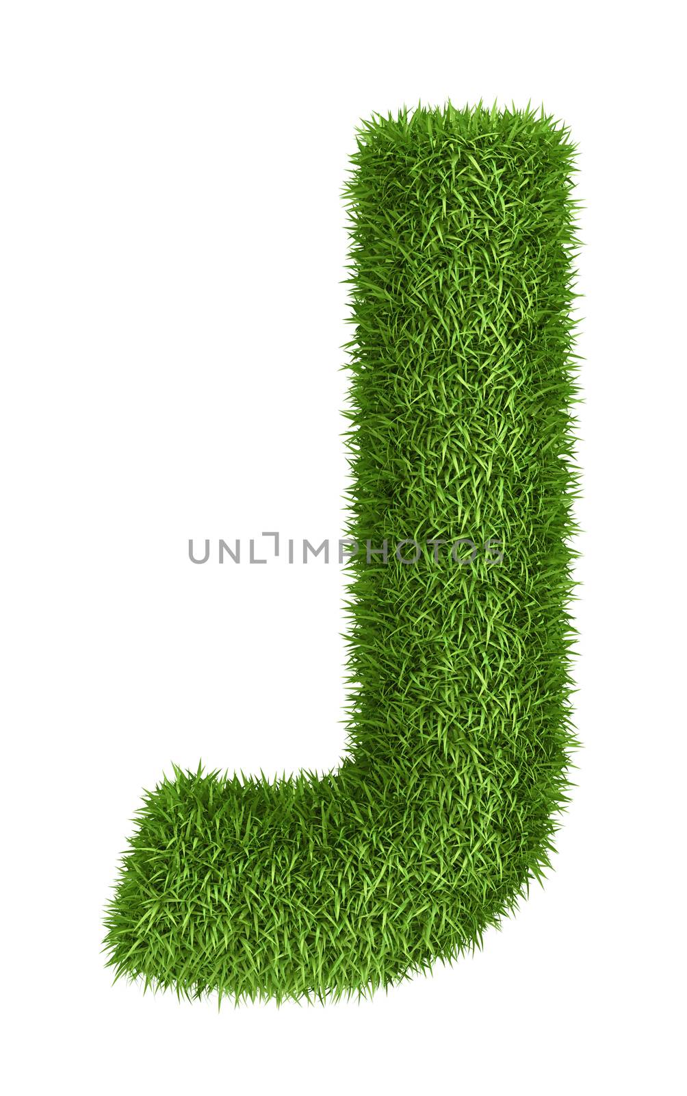 Letter J  isolated photo realistic grass ecology theme on white