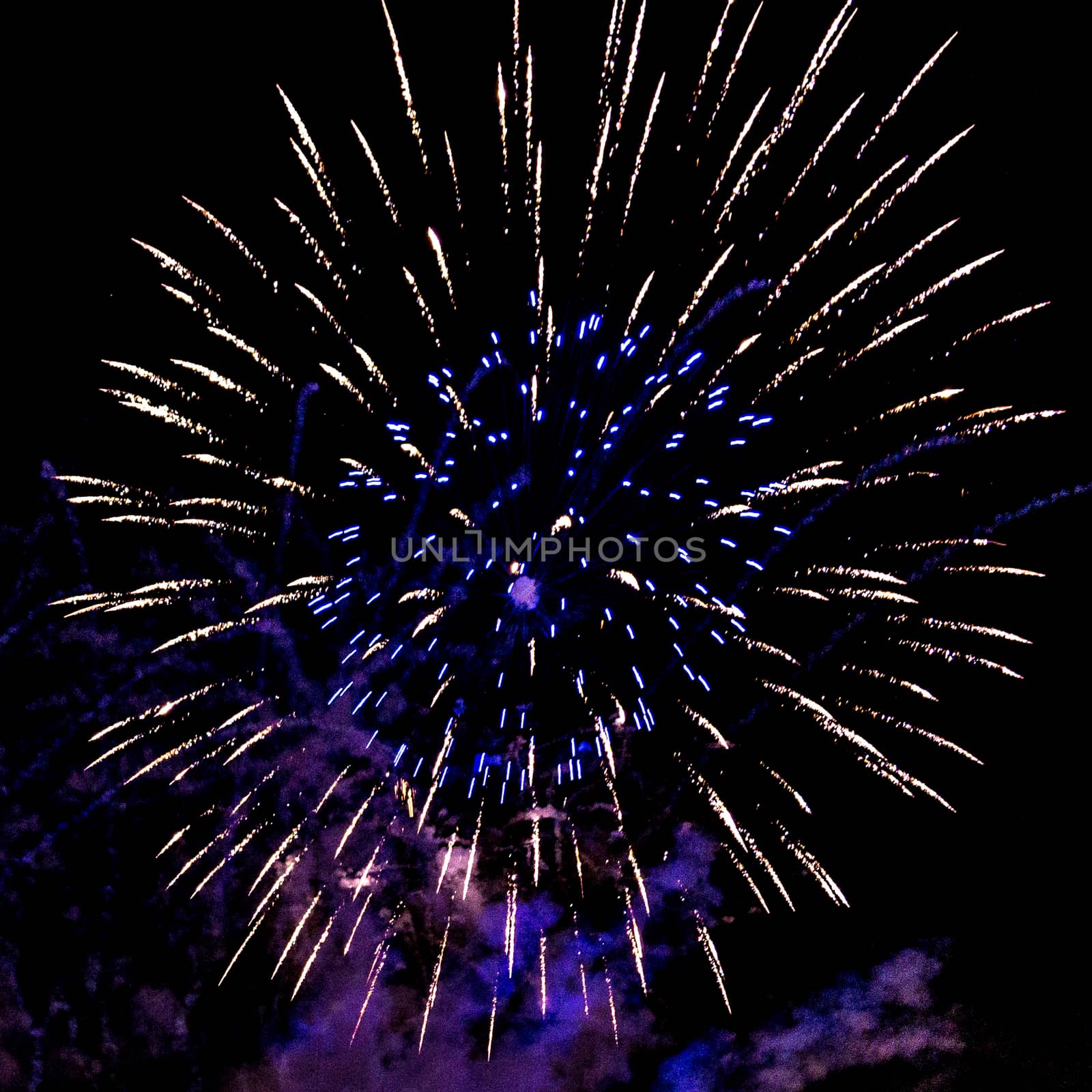 A close-up shot of sparkling Fireworks bursting out into beautiful shapes