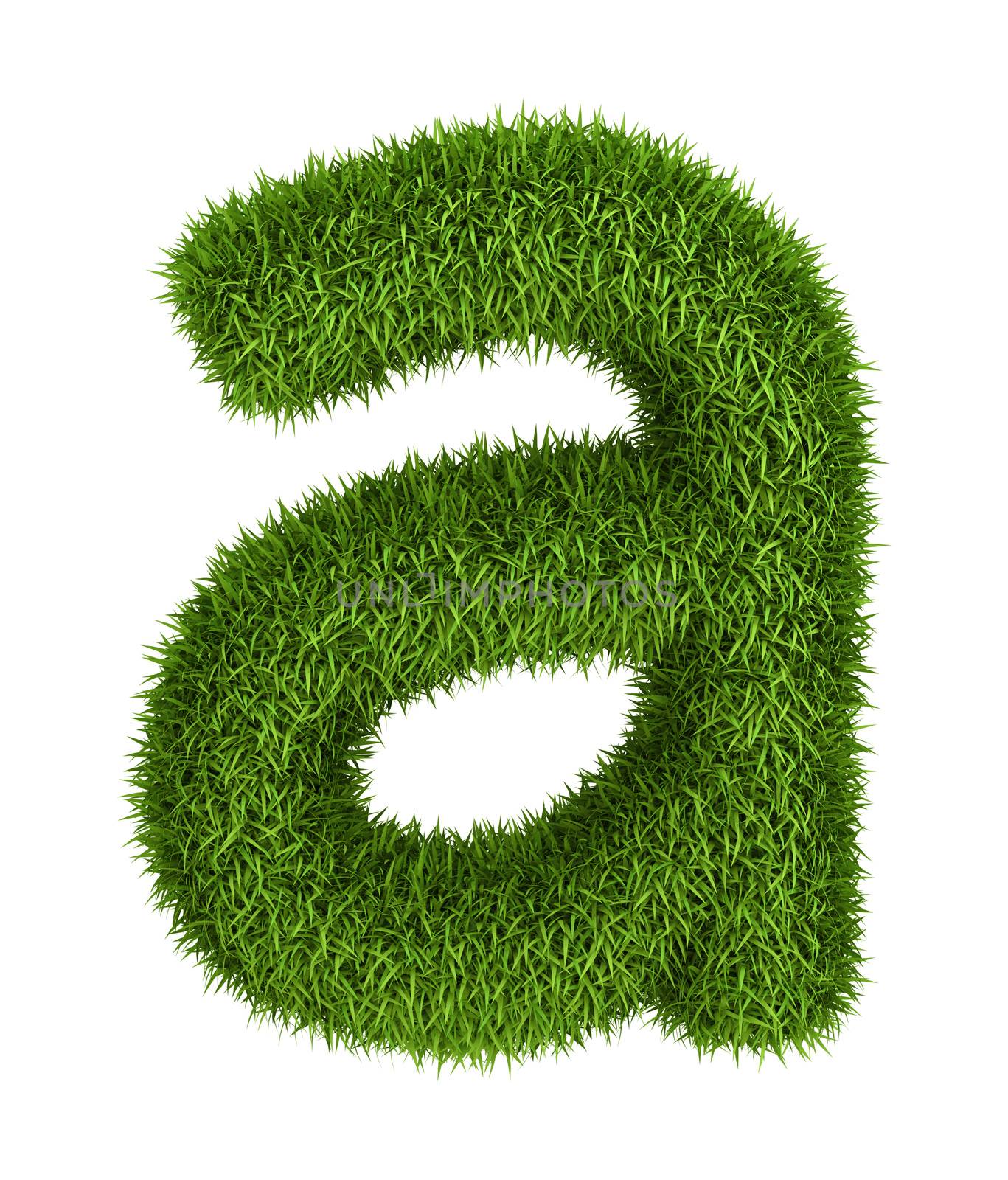 Letter a  lowercase photo realistic grass ecology theme on white