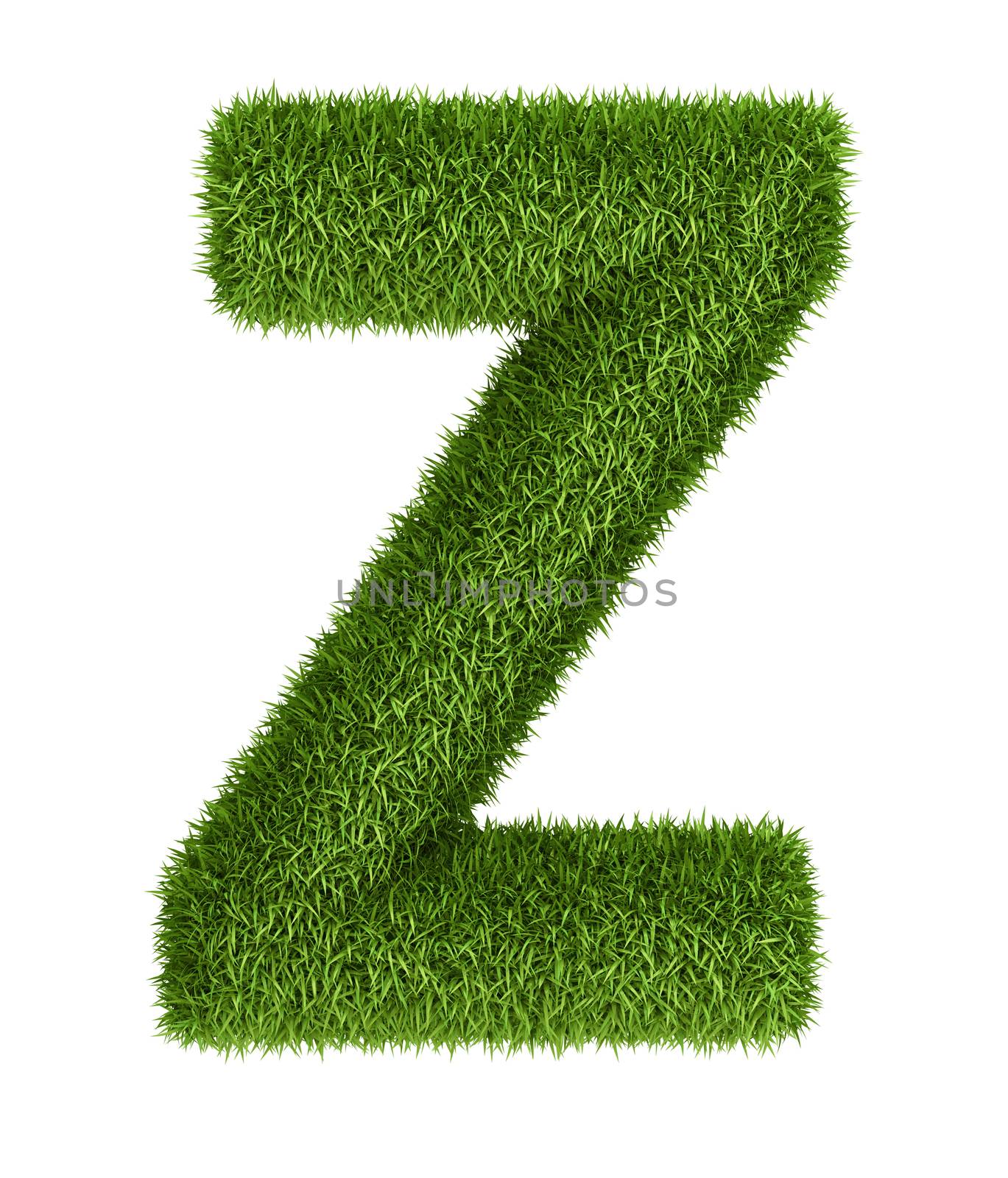 Letter Z  isolated photo realistic grass ecology theme on white